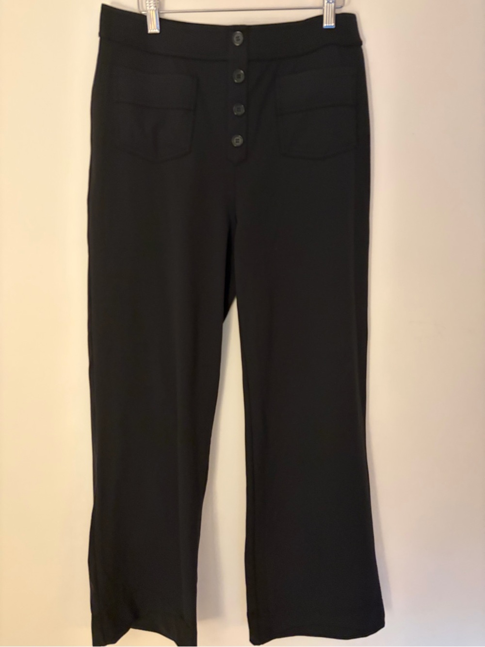 HALARA Black Button-Front Wide-Leg Pants